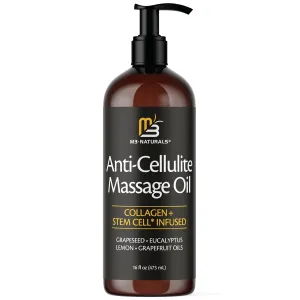 Anti Cellulite Massage Oil - Body Oil and Massage Oil for Massage Therapy | Infused with Collagen and Stem Cell Skin Tightening Cellulite Cream and Massage Lotion for Women 16 Fl Oz by M3 Naturals