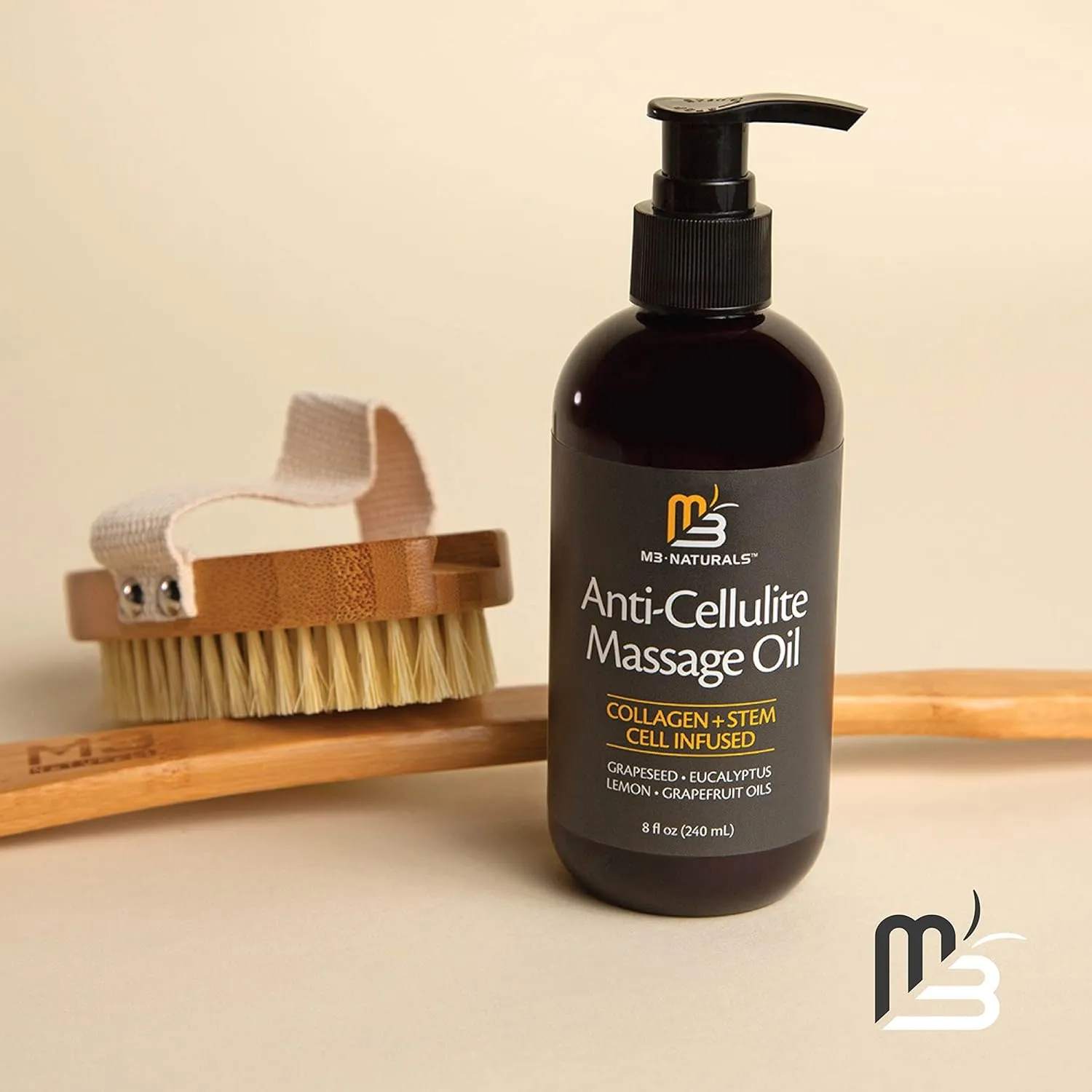 Anti Cellulite Massage Oil – Firming Body Oil with Collagen & Stem Cell | Skin Tightening, Anti-Aging & Cellulite Remover for Legs | with Natural Oils & Refreshing Aroma – 8 Fl Oz by M3 Naturals