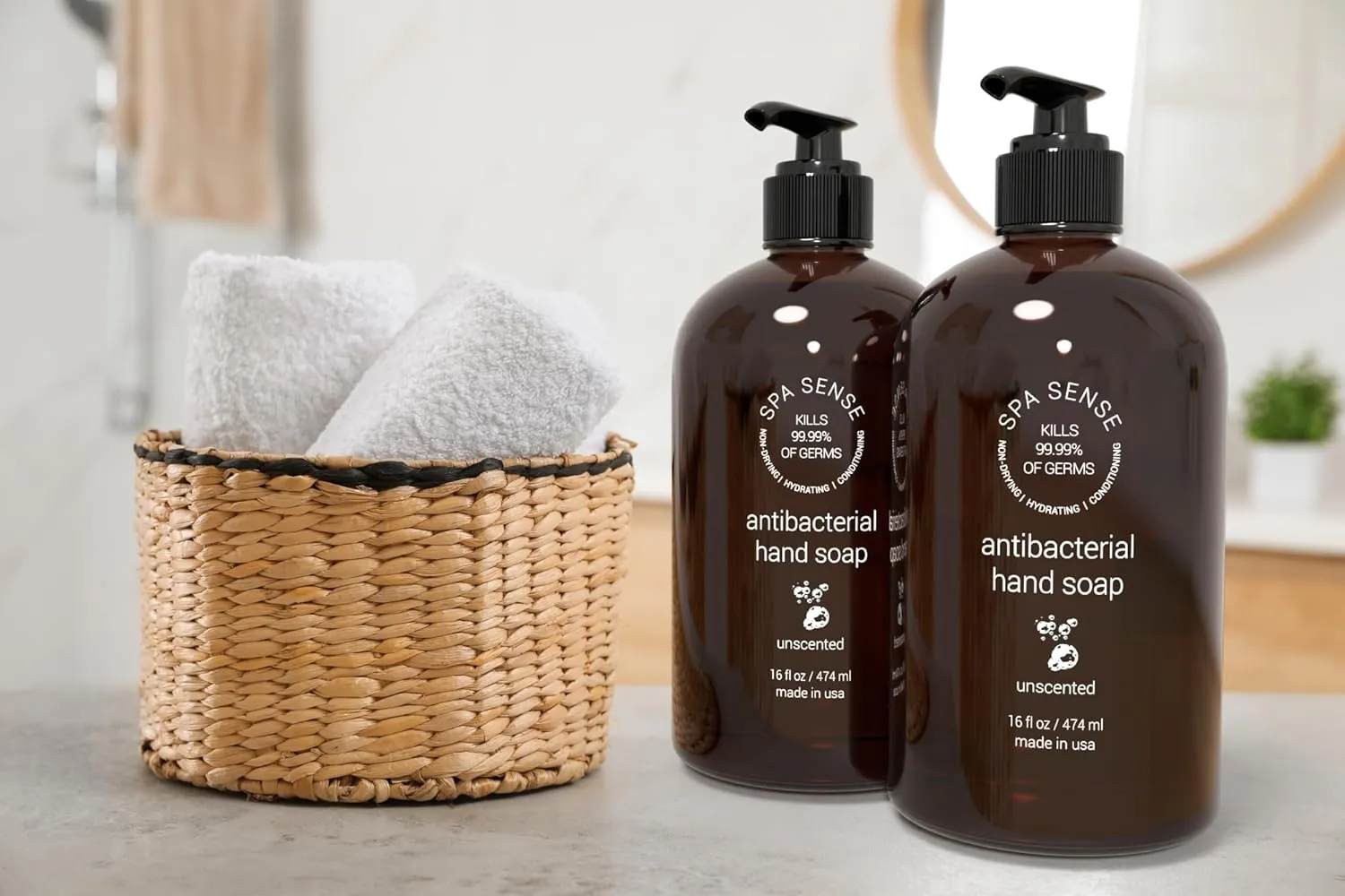 Antibacterial Hand Soap with Aloe Vera - Kills 99.99% of Germs - Non-Drying, Hydrating, Conditioning - Rich, Creamy, and Nourishing Hand Wash, 16 Ounce, Unscented, 2 Pack