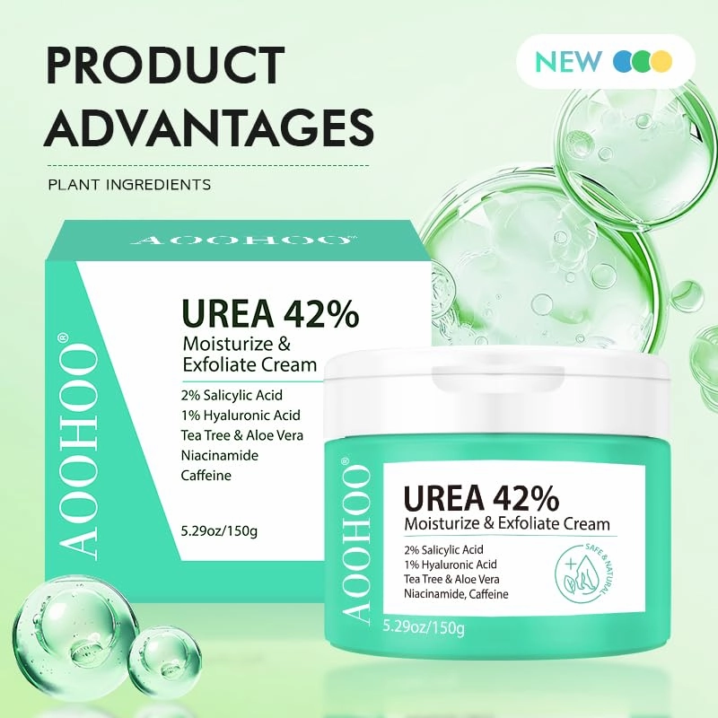 AOOHOO 42% Urea Cream Moisturize & Exfoliate Cream Foot&Hand Cream for Dry Cracked Heels, Feet, Knees, Elbows, Hands, Corn&Dead Skin&Cuticle Callus Remover, Toenail Softener. (pack of 1)