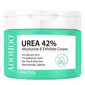 AOOHOO 42% Urea Cream Moisturize & Exfoliate Cream Foot&Hand Cream for Dry Cracked Heels, Feet, Knees, Elbows, Hands, Corn&Dead Skin&Cuticle Callus Remover, Toenail Softener. (pack of 1)