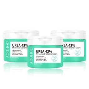 AOOHOO 42% Urea Cream Moisturize & Exfoliate Cream Foot&Hand Cream for Dry Cracked Heels, Feet, Knees, Elbows, Hands, Corn&Dead Skin&Cuticle Callus Remover, Toenail Softener. (pack of 3