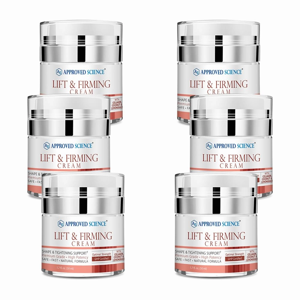 Approved Science Lift and Firming Cream - Enhance, Tighten, Plump, Nourish Bust and Bum - Paraben and Soy Free - Natural Fragrance - 1.7 Fl Oz. - Pack of 6