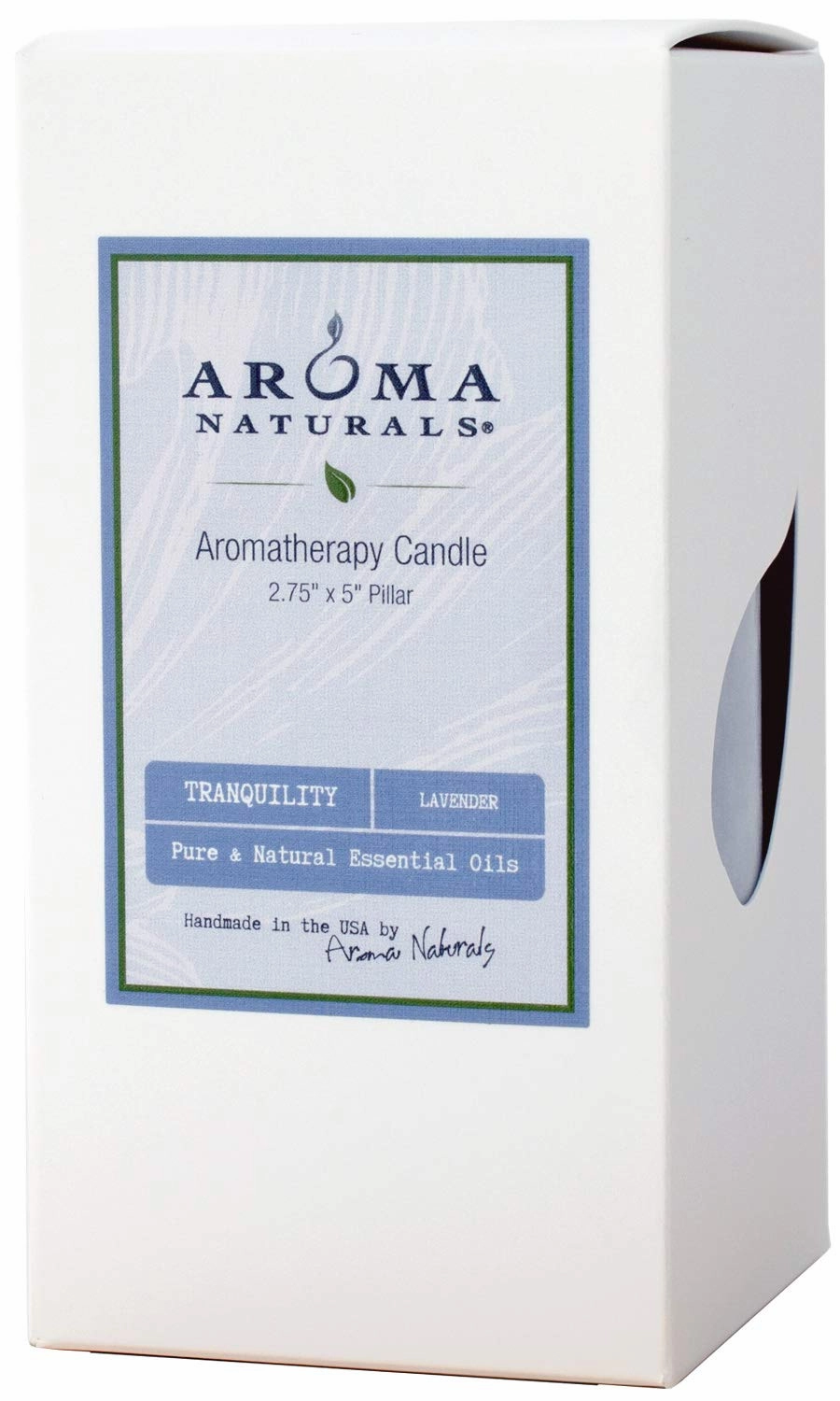 Aroma Naturals Essential Oil Scented Pillar Candle, Tranquility, 2.75 Inch X 5 Inch, Lavender, 1 Pound