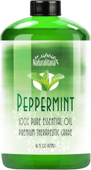 Aromatherapy Peppermint Essential Oil for Diffuser, Topical, Soap, Candle, Bath Bomb, Home & Office 16 Oz Bulk