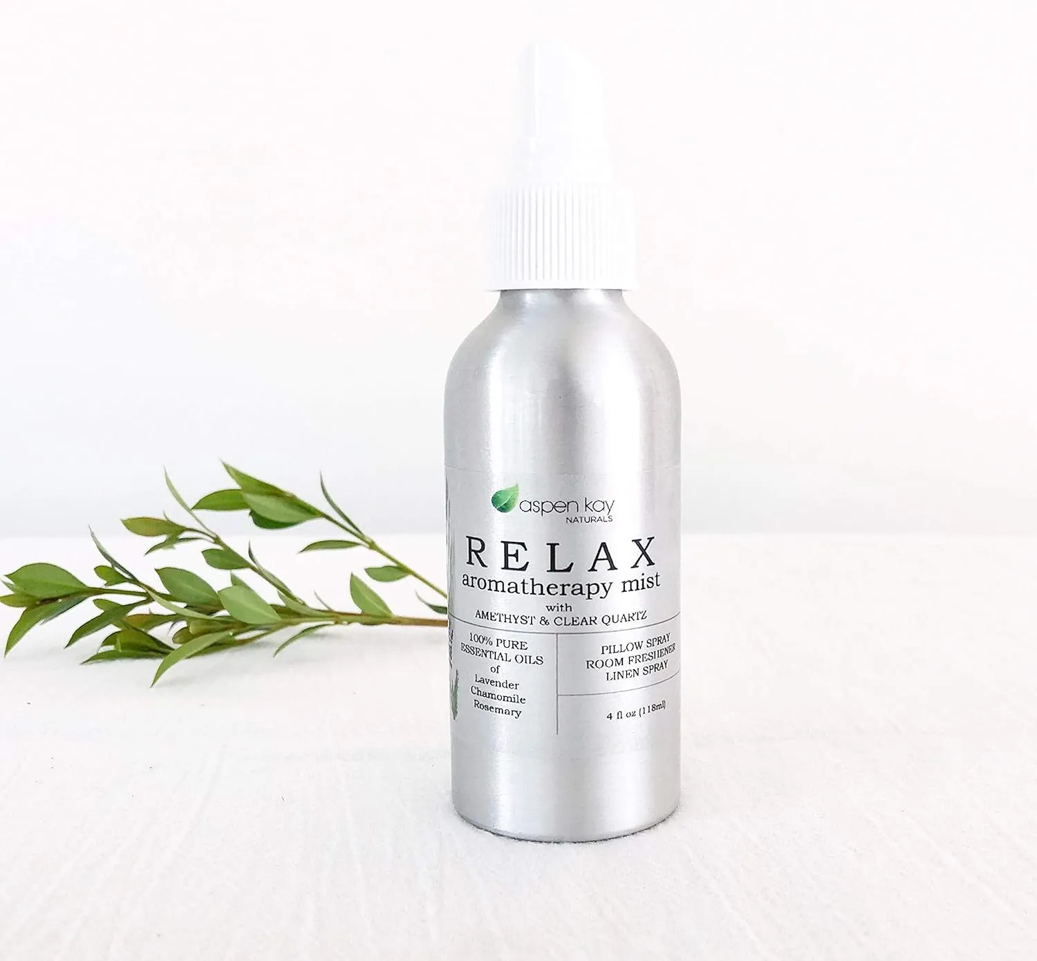 Aromatherapy Spray, Relax & Calming, Made with 100% Pure Lavender & Chamomile Essential Oils. Room & Linen Spray, with Amethyst & Quartz Crystals in Each Bottle. 4 Ounce.