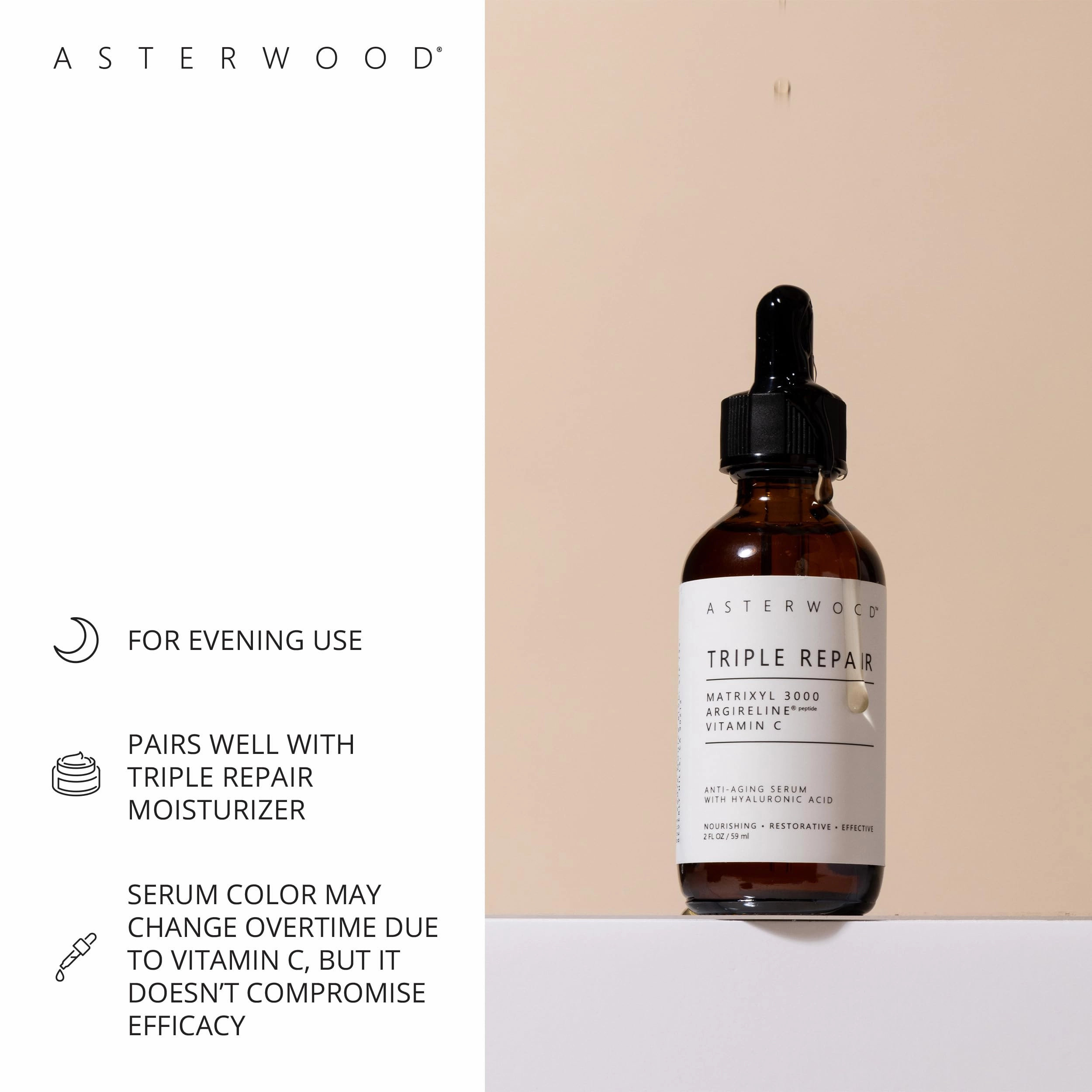 Asterwood Triple Repair Matrixyl 3000 1 oz   Argireline Peptide Serum 1 oz