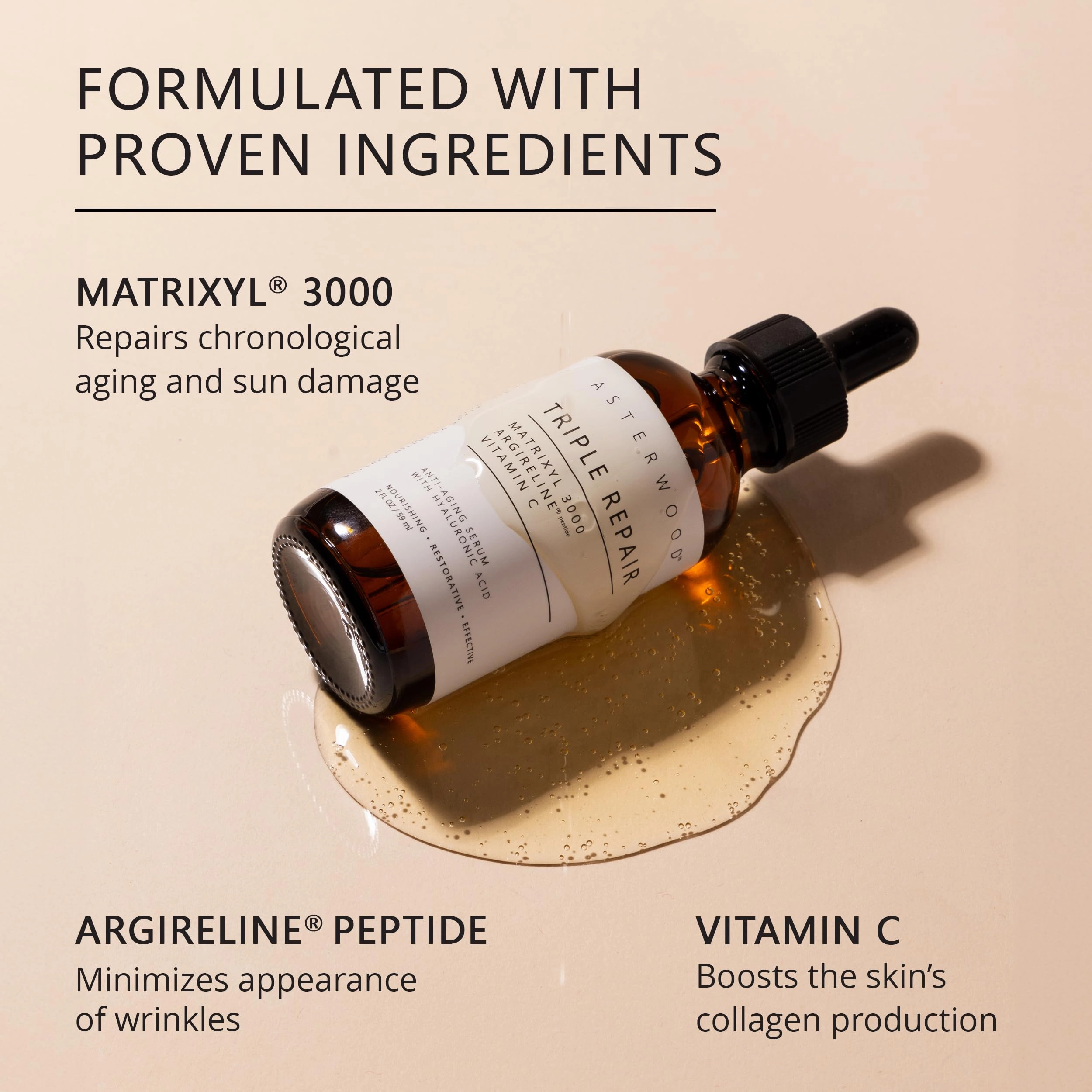 Asterwood Triple Repair Matrixyl 3000 1 oz   Argireline Peptide Serum 1 oz