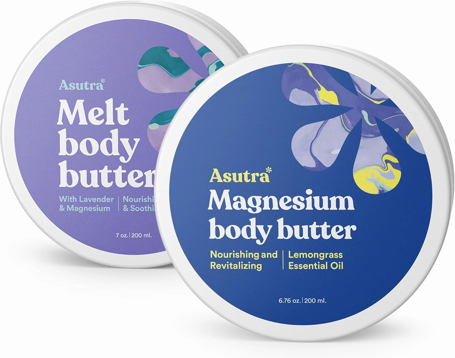 ASUTRA Magnesium Body Butter Bundle, 2 Products - Magensium Body Butter Lotion and Magnesium Body Butter with Lavender, Shea Butter & Almond Oil Moisturizer, Premium-Quality Magnesium Oil