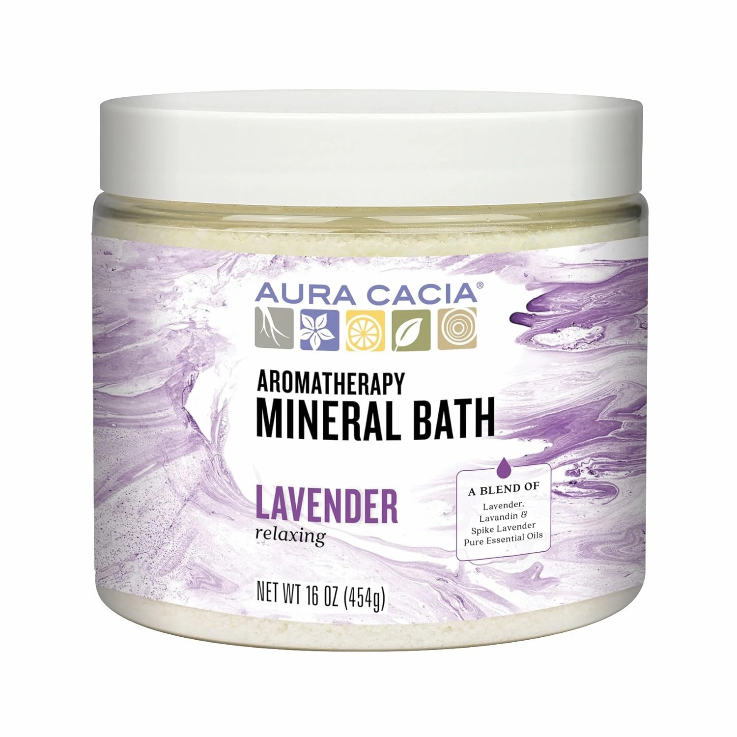 Aura Cacia Aromatherapy Mineral Bath, Relaxing Lavender, 16 ounce jar (Pack of 2)