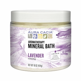 Aura Cacia Aromatherapy Mineral Bath, Relaxing Lavender, 16 ounce jar (Pack of 2)