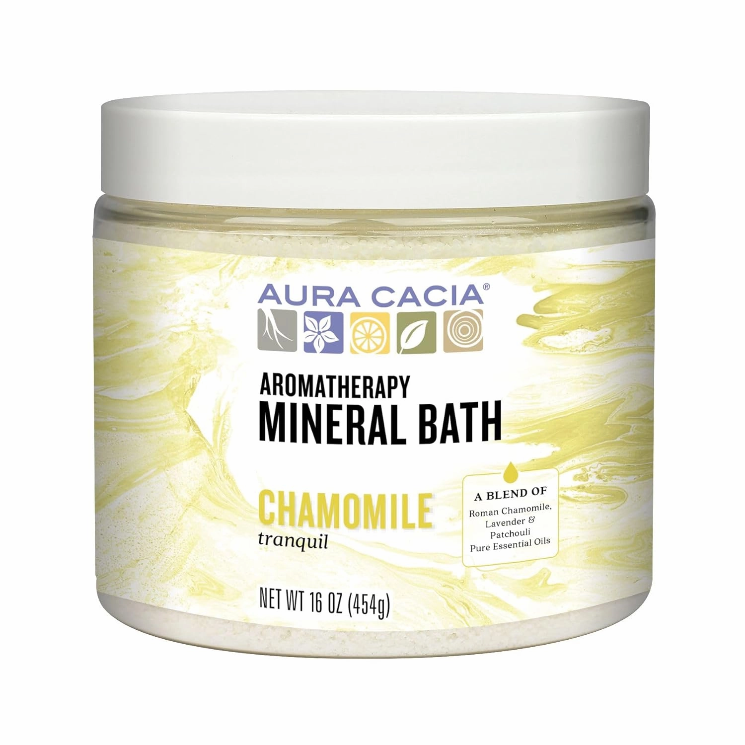 Aura Cacia Aromatherapy Mineral Bath, Tranquil Chamomile, 16 ounce jar (Pack of 2)