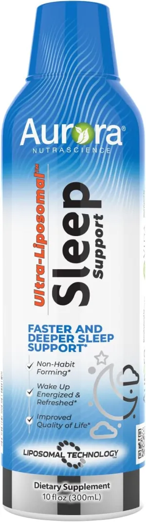 Aurora Nutrascience Ultra-Liposomal Sleep Support, 3 mg Melatonin, L-Theanine, Ashwagandha and Chamomile Flower Extract Sleep Aid, 10 fl oz (300mL)