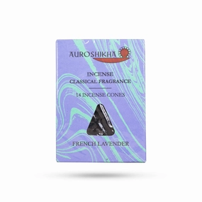 Auroshikha French Lavender Incense Cones - 14 Pcs | Incense Classical Fragrance Sambrani Cones for Pooja