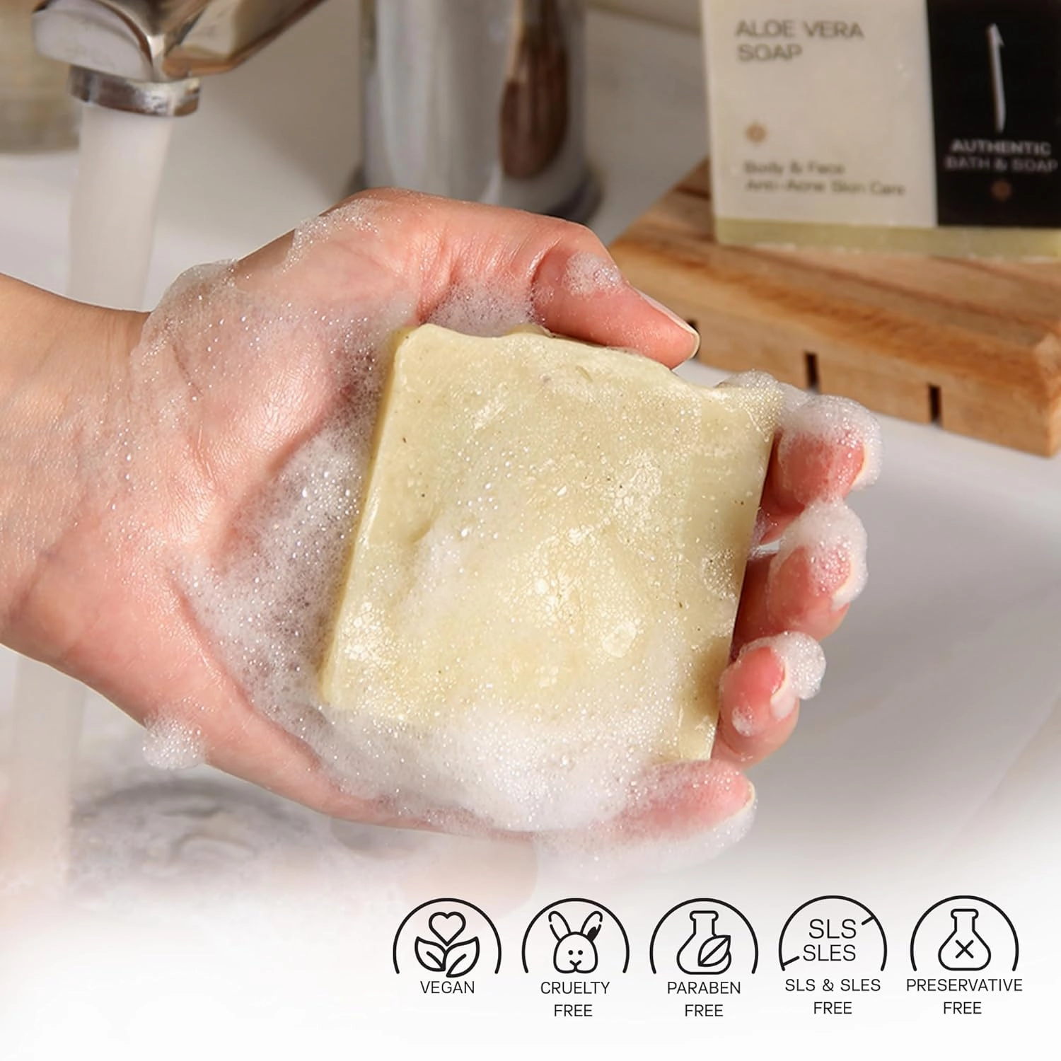 AUTHENTIC BATH & SOAP - Aloe Vera Soap Bar - Cold Processed, Natural, Soothing, Hydrating for Men & Women, Cruelty Free, Vegan, Handmade, Face & Body Wash for All Skin Types. (Pack of 2) 4.2 Oz Each