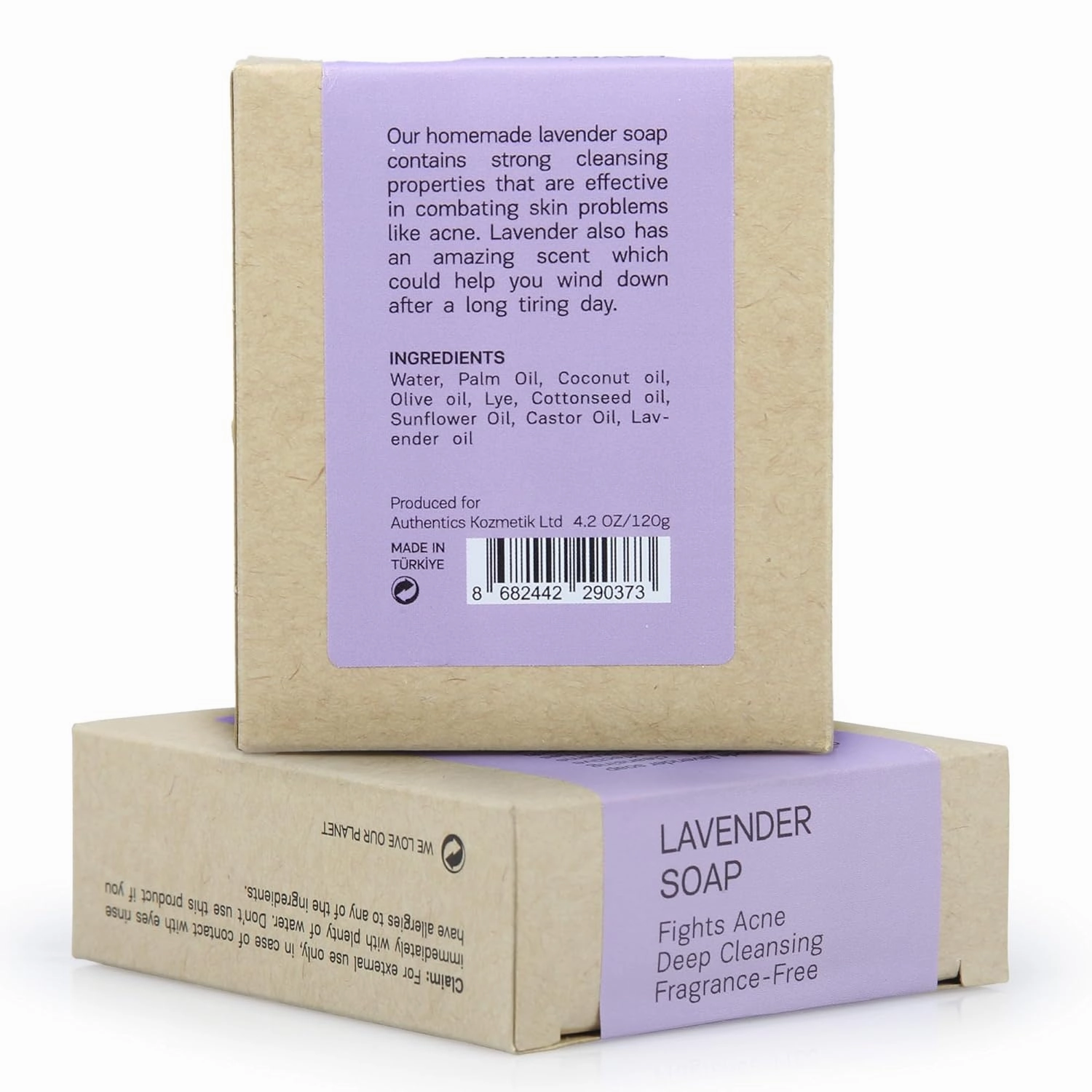 AUTHENTIC BATH & SOAP - Lavender Soap Bars (2PK) – Scented with Lavender essential Oil Organic, Relaxing & Soothing, Face and Body Unscented Bar soap for Women & Men, Cruelty Free, Vegan. 4.2 Oz each