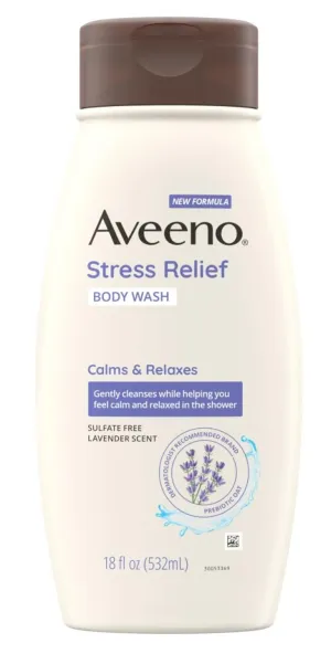 Aveeno Body Wash Stress Relief 18 Ounce (532ml) (6 Pack)