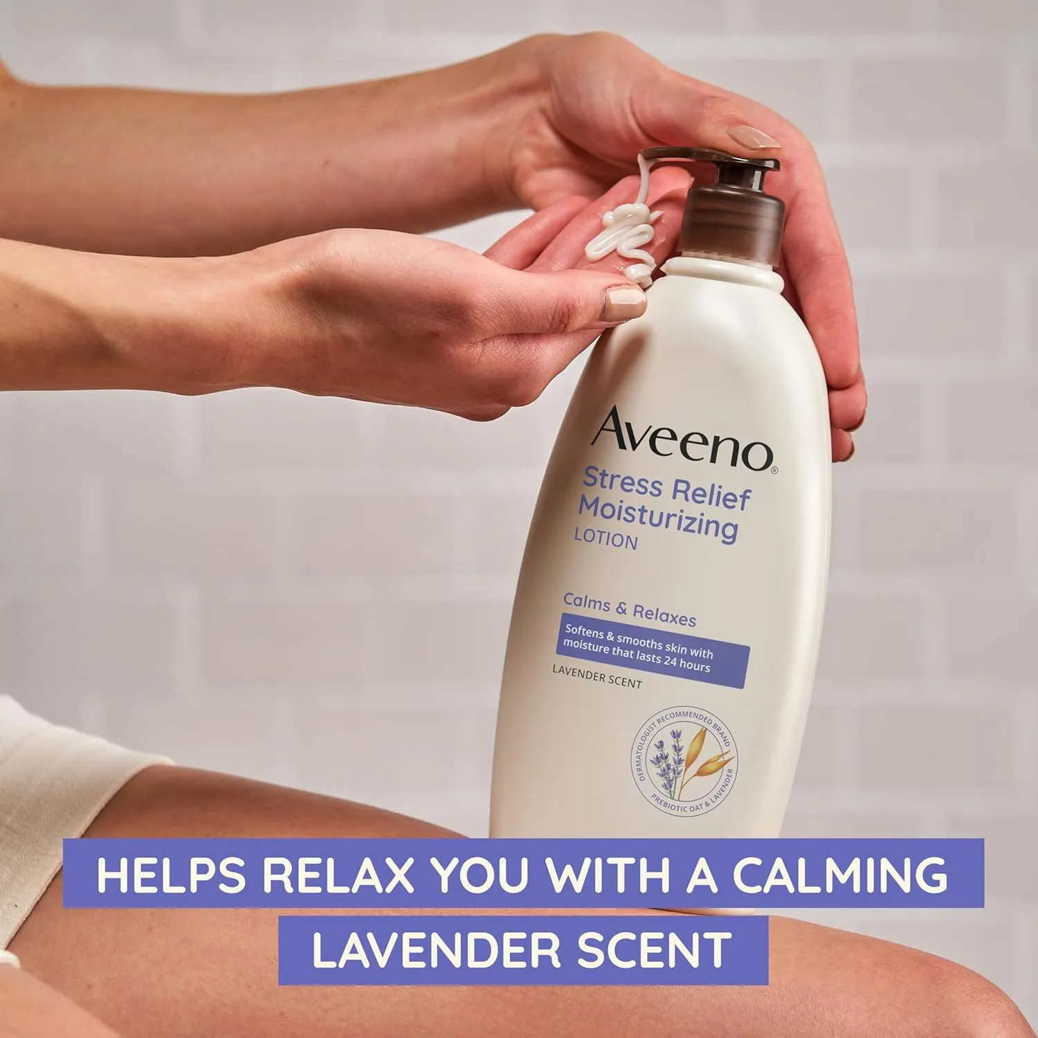 Aveeno Stress Relief Moisturizing Body Lotion with Lavender Scent & Prebiotic Oat to Calm & Relax, Non-Greasy, TSA-Approved Travel Size, 2.5 fl. oz, 12 Pack