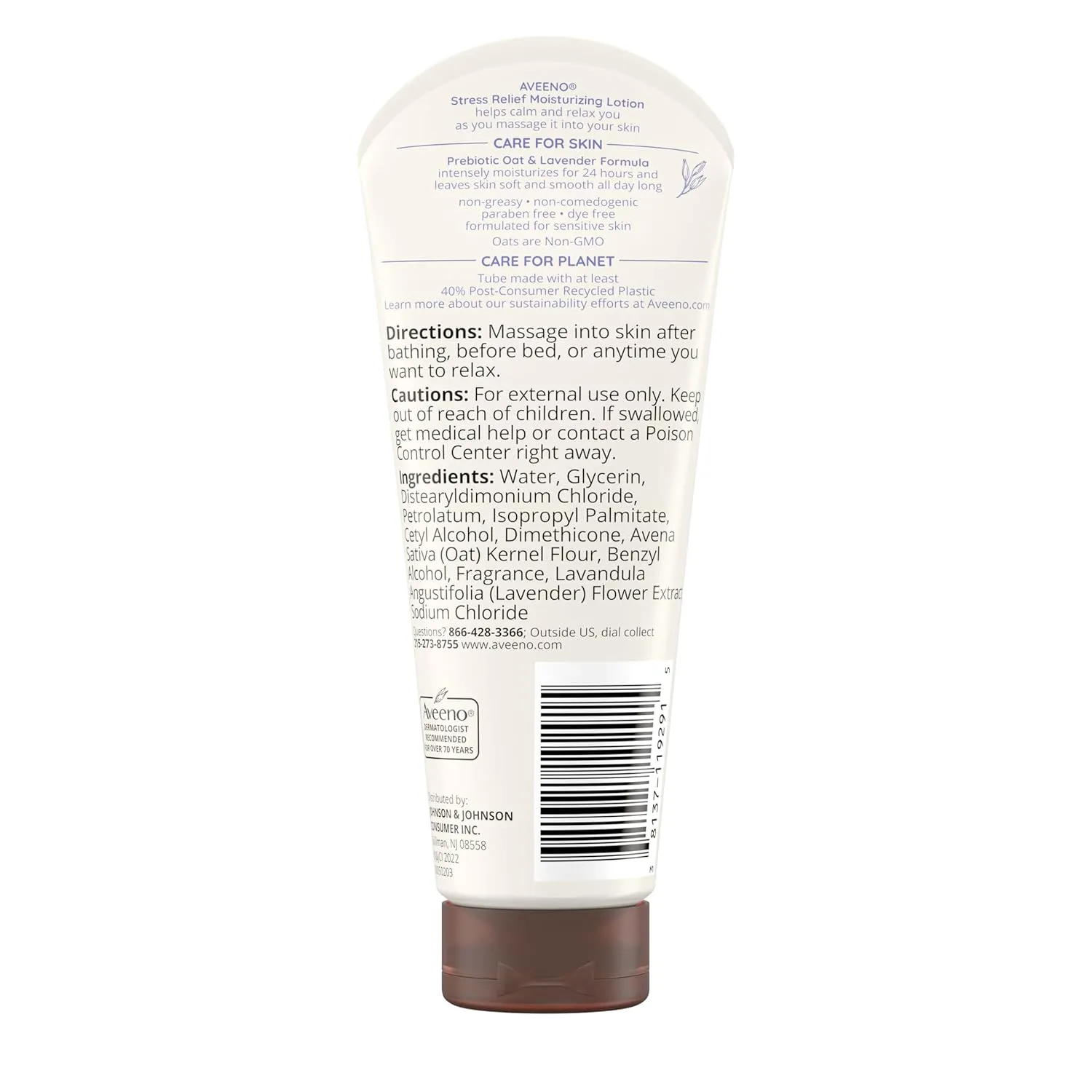 Aveeno Stress Relief Moisturizing Body Lotion with Lavender Scent & Prebiotic Oat to Calm & Relax, Non-Greasy, TSA-Approved Travel Size, 2.5 fl. oz, 12 Pack