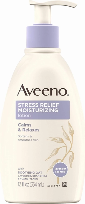 Aveeno Stress Relief Moisturizing Body Lotion with Lavender, Natural Oatmeal and Chamomile & Ylang-Ylang Essential Oils to Calm & Relax, 12 fl. oz ( Pack of 6)