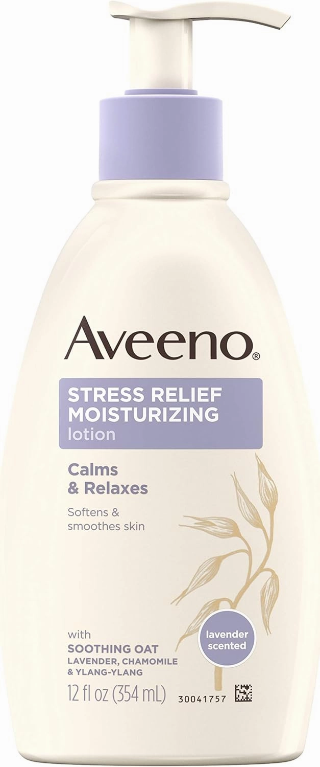 Aveeno Stress Relief Moisturizing Body Lotion with Lavender, Natural Oatmeal and Chamomile & Ylang-Ylang Essential Oils to Calm & Relax, 12 fl. oz ( Pack of 6)