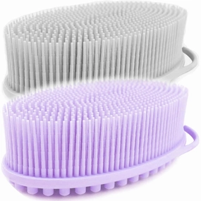 Avilana Lavender and Light Gray Silicone Body Scrubber Bundle - Elegant and Soothing Dual-Tone Set