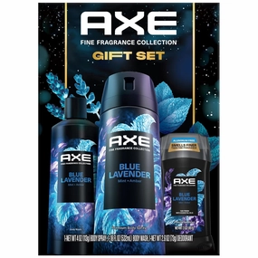 AXE Blue Lavender Gift Set for Men – Men’s Body Wash, Body Spray & Deodorant, Fine Fragrances Collection, Mint & Amber (3 Piece Set)
