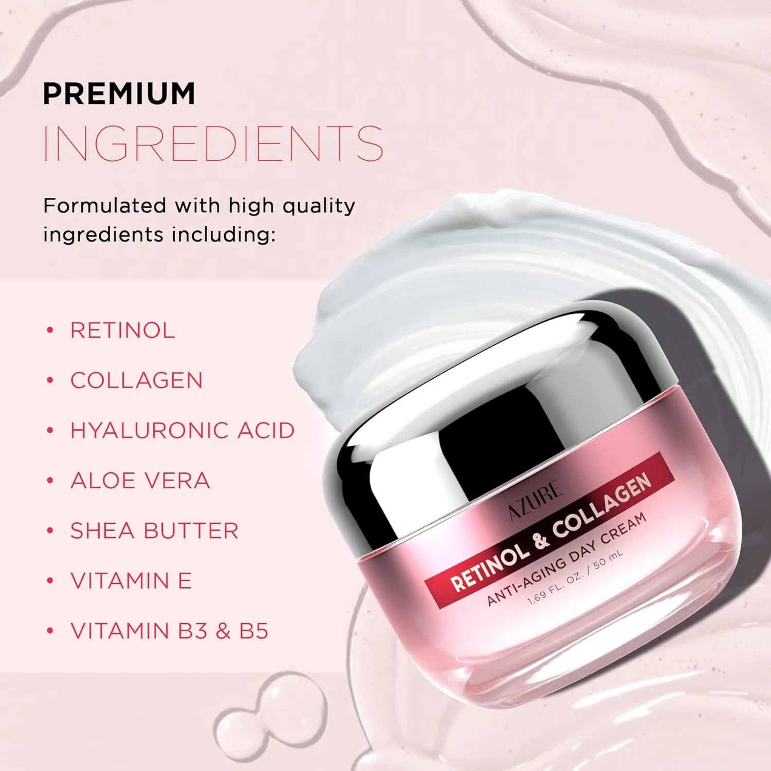 Azure Dermatologist Tested Retinol & Collagen Face Moisturizer - K Beauty Anti-Aging Cream for Skin Renewal & Wrinkle Repair Face Cream - Korean Skincare - All Skin Type Pack of 2