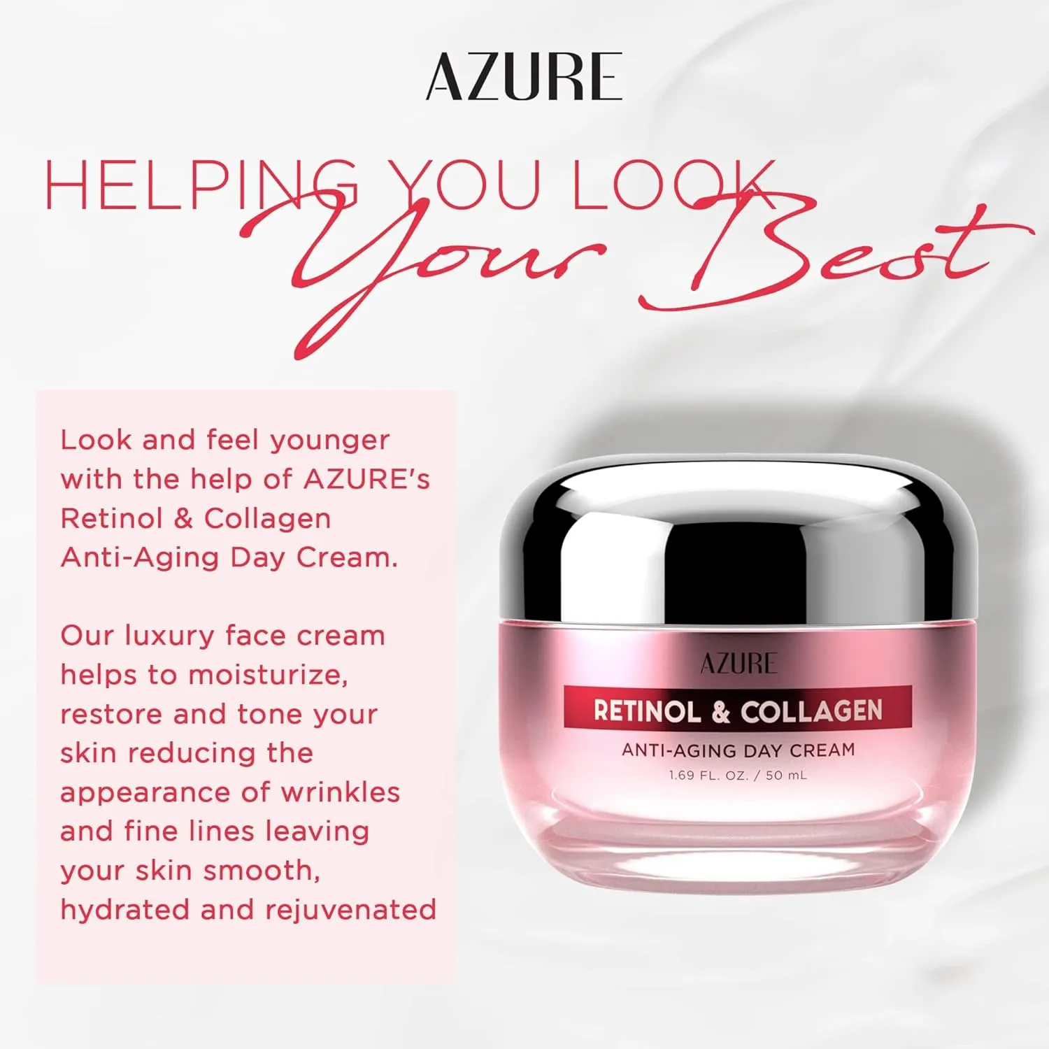 Azure Dermatologist Tested Retinol & Collagen Face Moisturizer - K Beauty Anti-Aging Cream for Skin Renewal & Wrinkle Repair Face Cream - Korean Skincare - All Skin Type Pack of 2