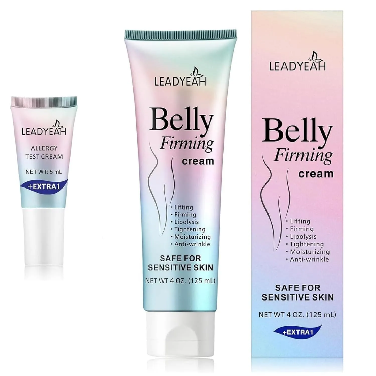 B Flat Belly Firming Cream - Moisturizing, Firming for Stomach, Thighs and Butt, Body Lotion for Women and Men, 125 ML