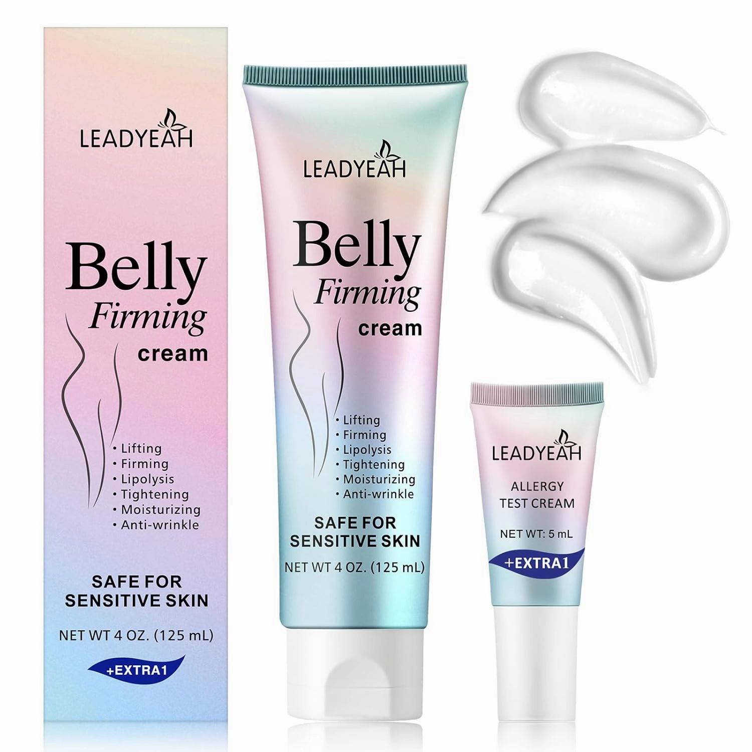 B Flat Belly Firming Cream - Moisturizing, Firming for Stomach, Thighs and Butt, Body Lotion for Women and Men, 125 5ML Rose