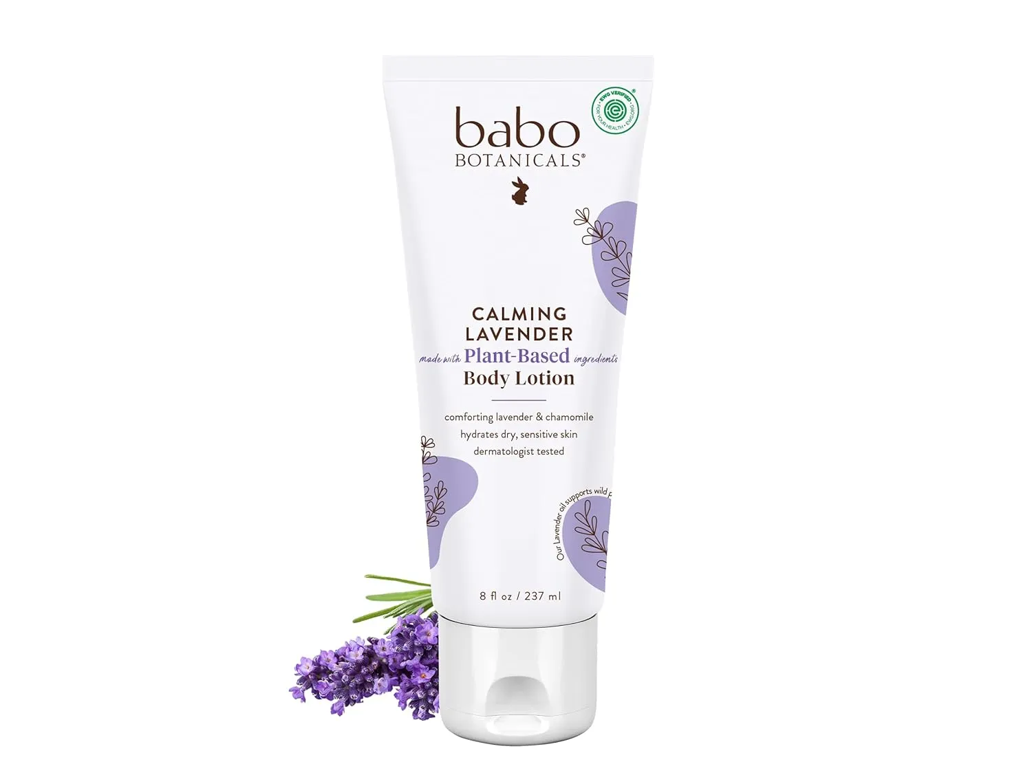 Babo Botanicals Calming Lavender Body Lotion - Relaxing Chamomile & Lavender - Vegan- For all ages- Scented with Lavender fragrance