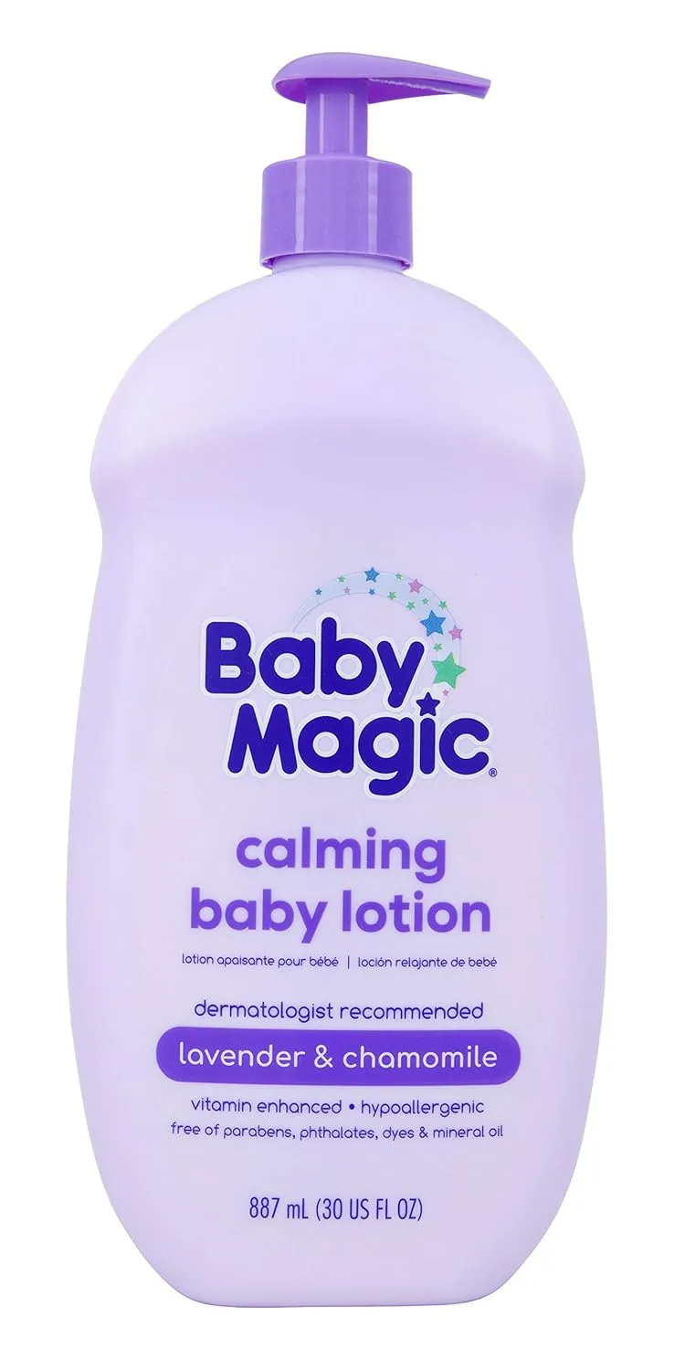 Baby Magic Calming Lotion 30oz Pack of Free of Parabens Phthalates Sulfates and Dyes, Lavender & Chamomile, Pack of 4