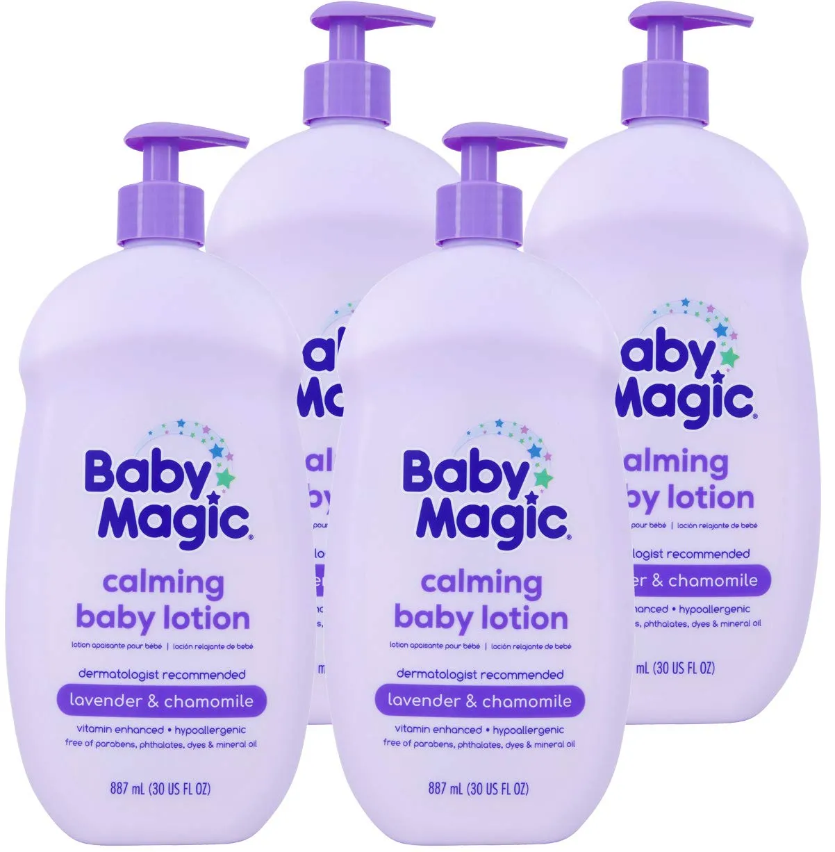 Baby Magic Calming Lotion 30oz Pack of Free of Parabens Phthalates Sulfates and Dyes, Lavender & Chamomile, Pack of 4