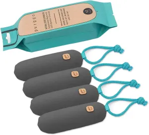 Bamboo Charcoal Air Purifying Bag - Last 365  Days - Shoe Deodorizer, Odor Eliminator - No Chemicals - Air Freshener for Shoes and Closet - Remove Odor Naturally - [4 Pack] [Gray]