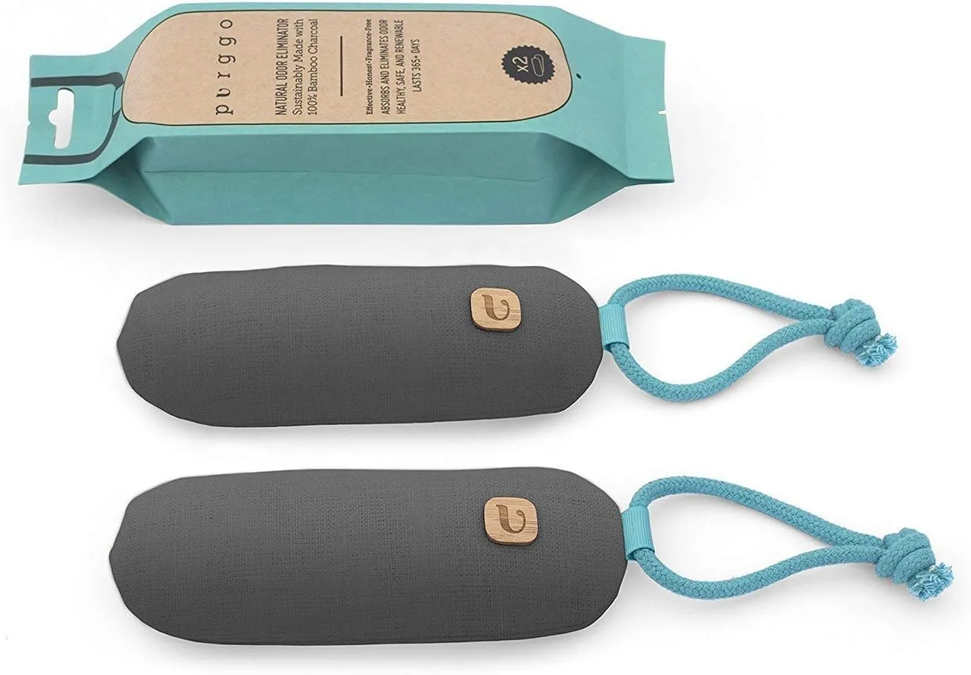 Bamboo Charcoal Shoe Deodorizer Air Purifying Bag - Natural Odor Eliminator - Last 365  Days - No Chemicals - Air Freshener for Shoes and Closet - Remove Odor Naturally - [2 Pack] [Gray]