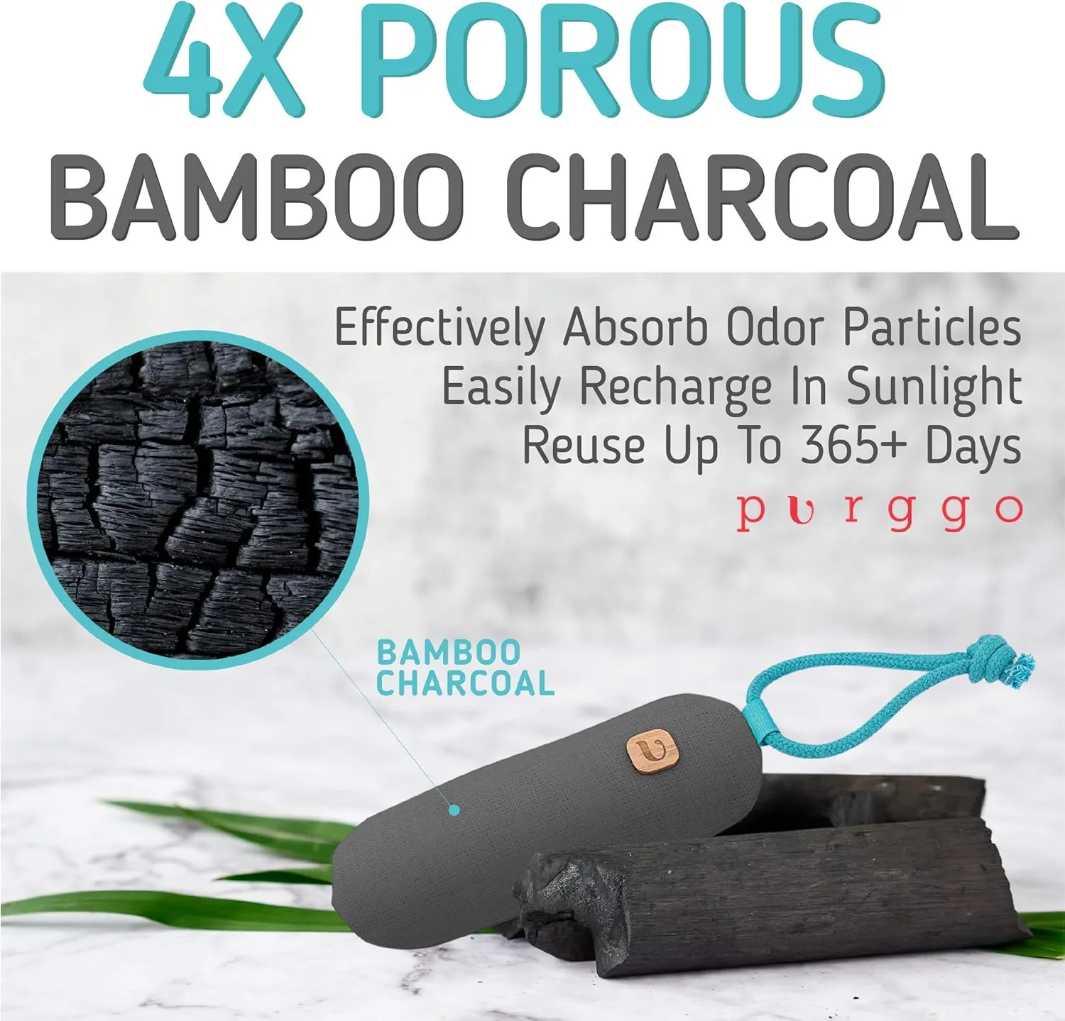 Bamboo Charcoal Shoe Deodorizer Air Purifying Bag - Natural Odor Eliminator - Last 365  Days - No Chemicals - Air Freshener for Shoes and Closet - Remove Odor Naturally - [2 Pack] [Gray]
