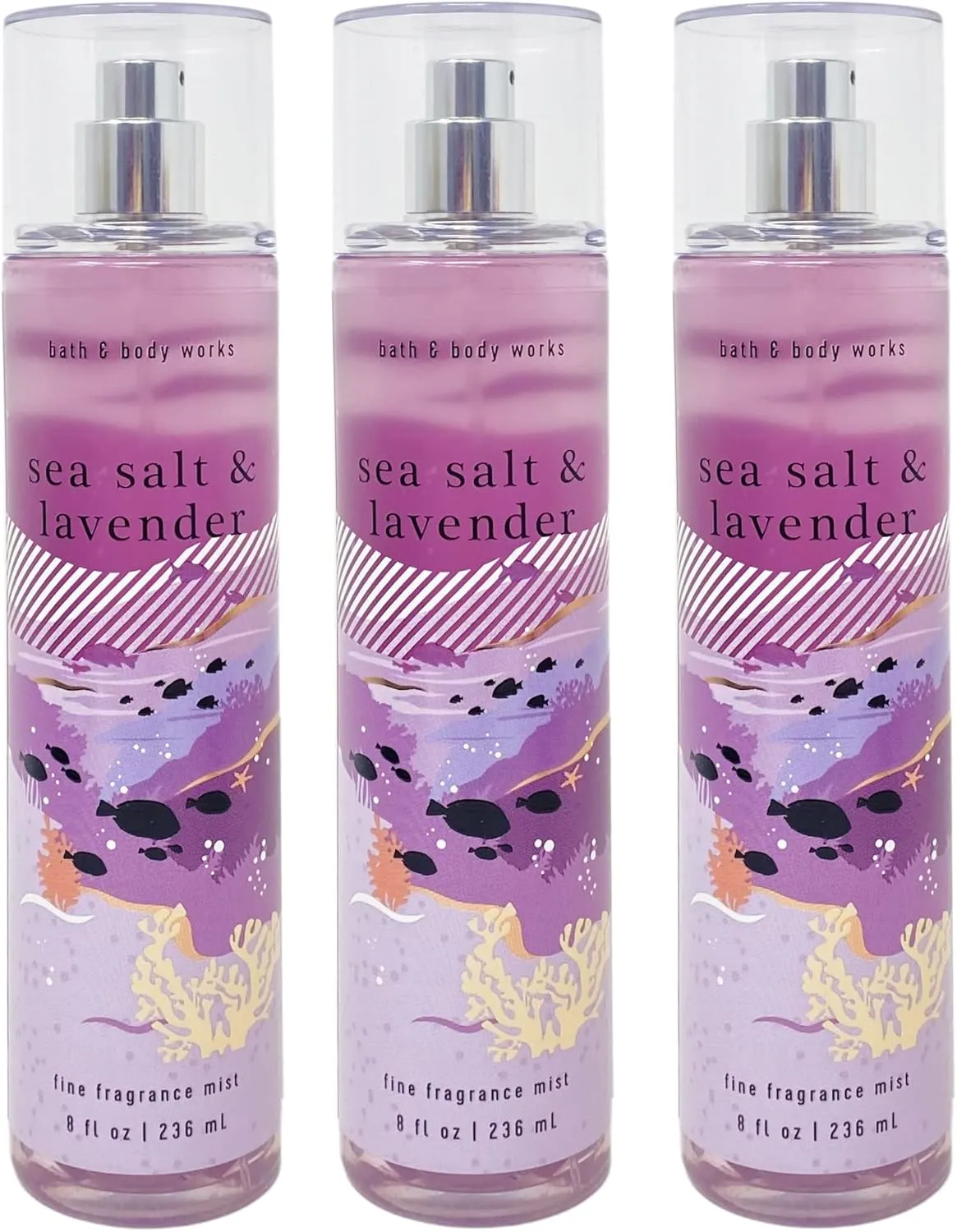 Bath & Body Works Sea Salt & Lavender 3 Pack Fine Fragrance Mist Set - Full Size