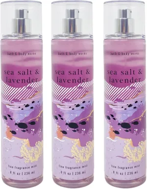 Bath & Body Works Sea Salt & Lavender 3 Pack Fine Fragrance Mist Set - Full Size