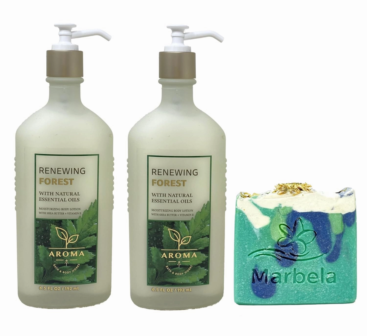 Bath & Body Works Aroma Renewing Forest 2 Pack Moisturizing Body Lotion with an Aloe Vera Bar