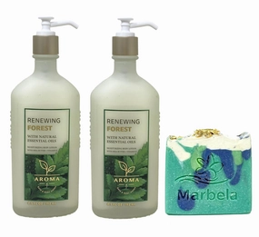 Bath & Body Works Aroma Renewing Forest 2 Pack Moisturizing Body Lotion with an Aloe Vera Bar