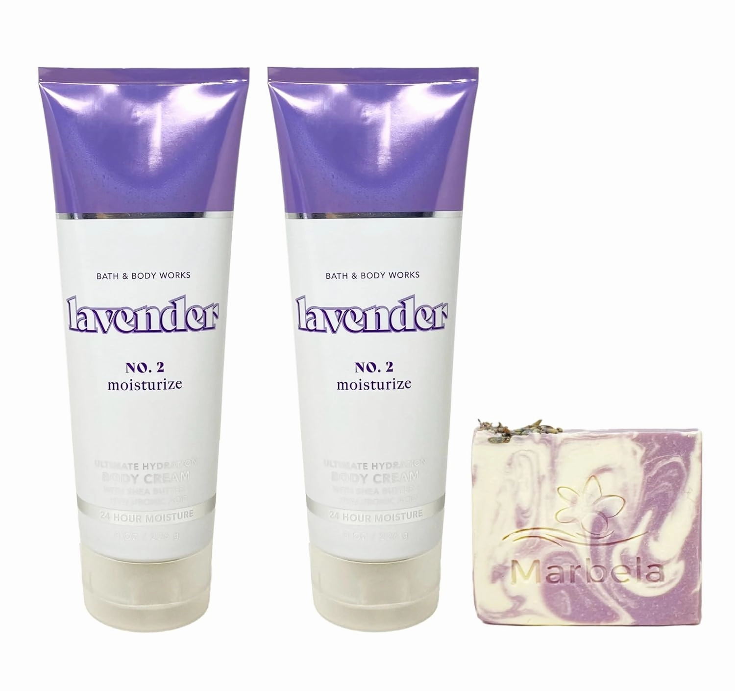 Bath & Body Works Lavender 2 Pack Body Cream Bundle with a Lavender Dream Bar Soap - Full Size