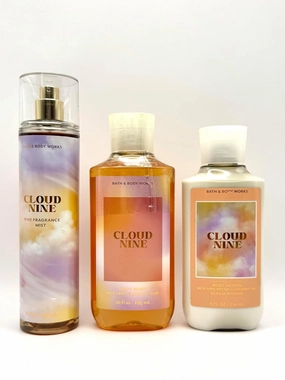 Bath and Body Work Cloud Nine Gift Set, Fine Fragrance Mist 8 fl oz, Body Wash 10 fl oz, Body Lotion 8 fl oz, Lavender and Amber Scent