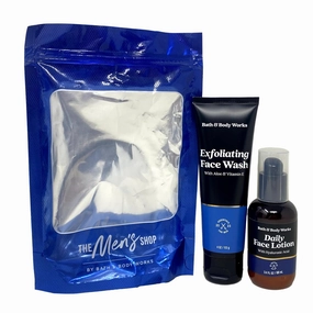 Bath and Body Work Essential For Men The Men's Shop Ultimate Gift Bag Set - Exfoliating Face Wash and Face Lotion