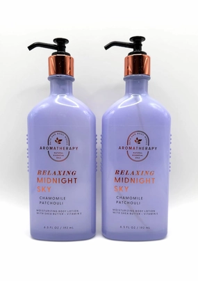 Bath Body Aromatherapy Relaxing Midnight Sky Body Lotion, Chamomile Patchouli, 6.5 fl oz, Set of 2