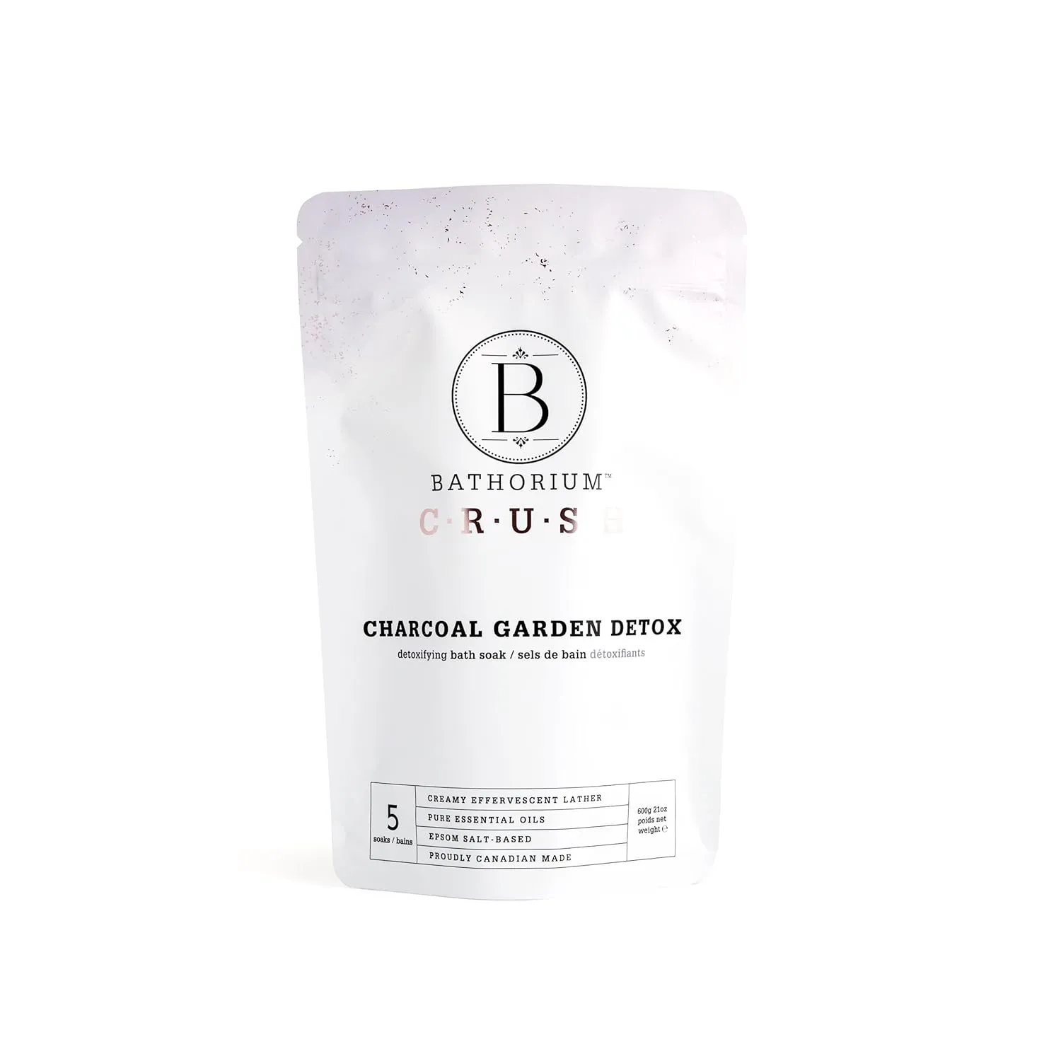 Bathorium Charcoal Garden Detox Crush, Purifying Bath Soak with Activated Charcoal & Eucalyptus, pH-Balanced, Herb-Scented Bath Soak, 5  Baths, 21 oz