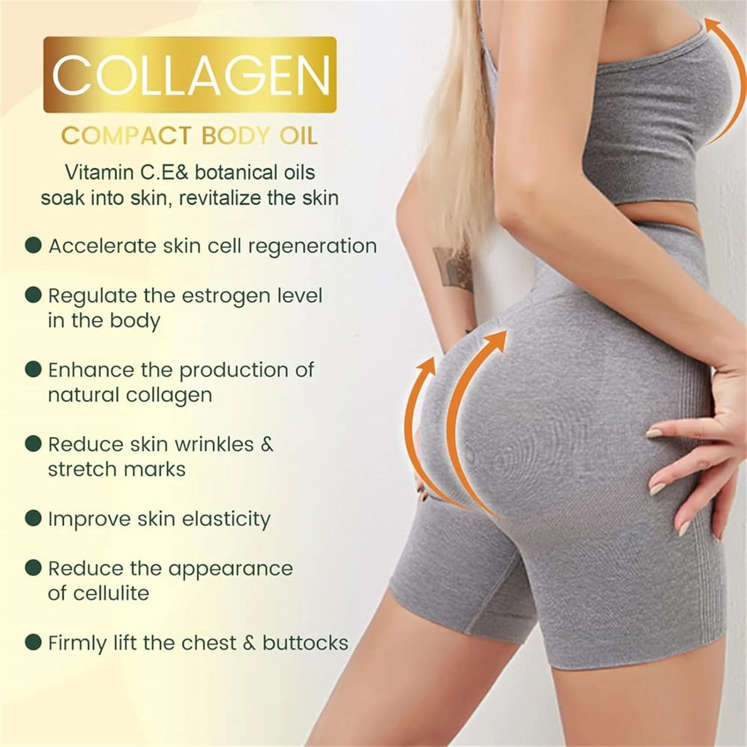 Beauty Women Collagen Lifting Body Oil, Advanced Firming & Wrinkle Reducing cream, Skin Care Moisturizer, Anti Aging Collagen Serum for Face, Improve Sagging Skin, for All Skin Types (3pcs)