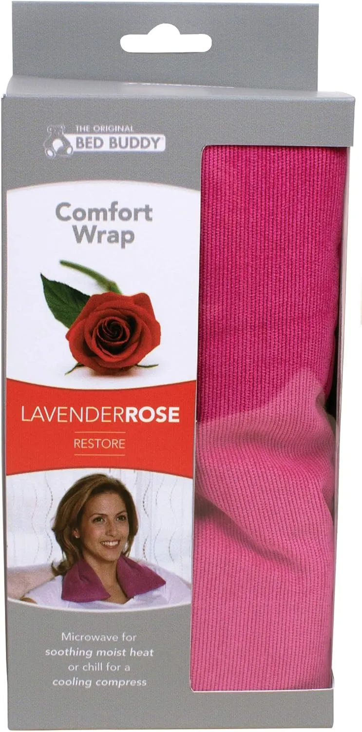 Bed Buddy Microwavable Heating Pad and Cooling Neck Wrap, Comfort Wrap for Neck and Shoulders, Microwavable for Moist Heat Therapy and Freezable for Cooling Therapy, Pink, Lavender & Rose Aromatherapy