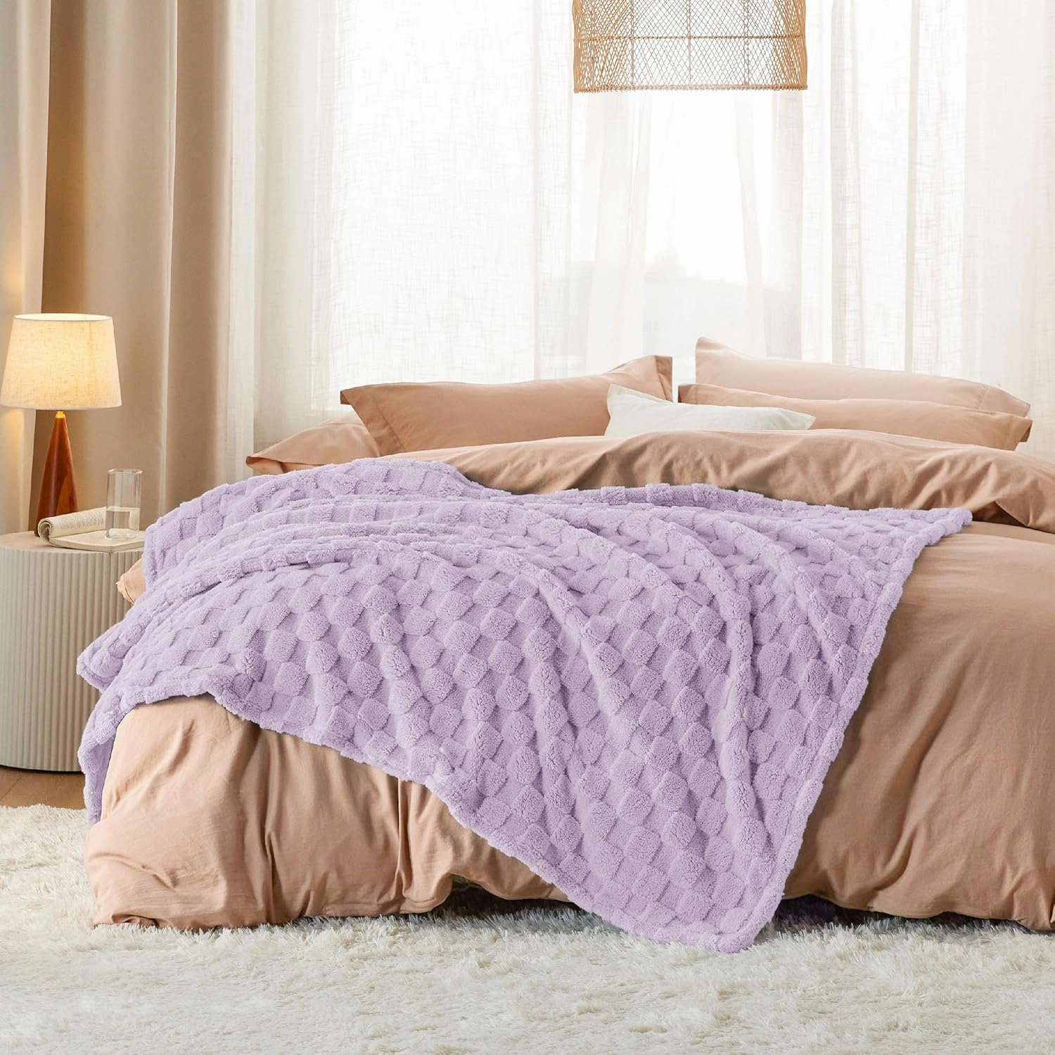 Bedsure Lavender Fog Fleece Blanket for Couch - Super Soft Cozy Blankets for Women, Cute Small Throws for Girls, 50x60 Inches