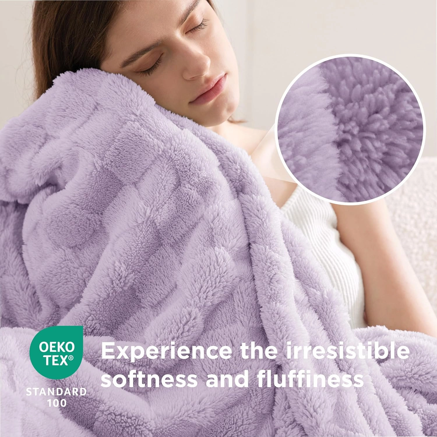 Bedsure Lavender Fog Fleece Blanket for Couch - Super Soft Cozy Blankets for Women, Cute Small Throws for Girls, 50x60 Inches